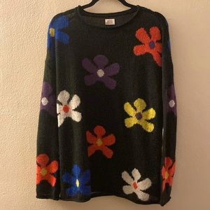 Black floral poppy sweater